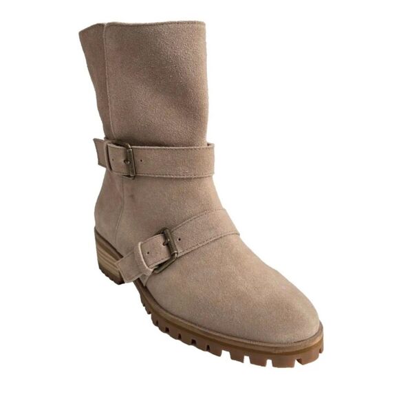 New Splendid Lug Boots Suede Moto Inspired Fold Over 9 - Picture 1 of 15